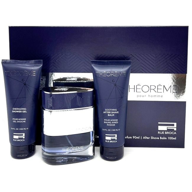 RUE BROCA THEOREME POUR HOMME 3 PCS GIFT SET EDP 3.4 Oz, SHOWER GEL, AFTERSHAVE!