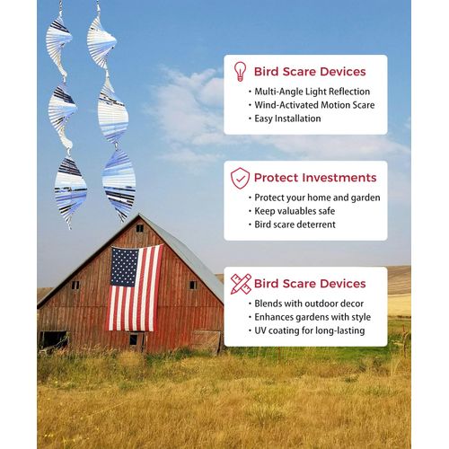 Bird Scare Devices Highly Reflective 3D Bird Reflectors, Shiny Bird Deterrents for Outside Patio, Wind Spinners Outdoor Garden Decoy to Keep Birds, Woodpeckers Away from House, Outdoor