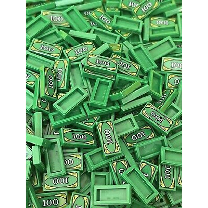 Lego 50 Pieces Money Tile / City Mini Figures 1x2 Green Tiles With 100 ...