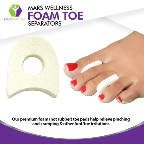 Premium Foam Toe Separators for Women and Men - Made in USA - Foam Toe Spacers for Corn, Blister, and Hammer Toe Relief - 1/4 Inch - Bulk Pack of 100 Toe Pads