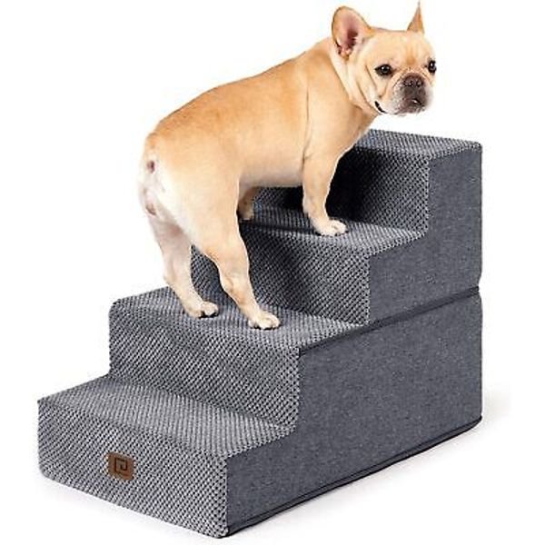 Dog Stairs for Bed 18”H, 4-Step Dog Steps for High Bed, Pet Steps Small Dogs