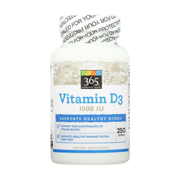365 Everyday Value®Vitamin D3 Softgels, 1000 IU, 250 count