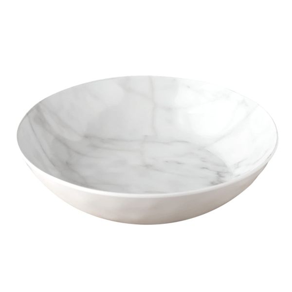 Ethical Unbreakable Tableware, BPA Free, Carrara Marble Bowl, Plate, Serving Bowl, Cereal Bowl, Diameter 9.1 inches (23 cm), Safe for Children, Cafe Tableware, Lightweight, Dishwasher Safe, Birthday Gift, Women, Melamine Tableware, Gray, POG3091TBCM