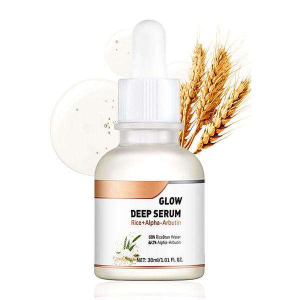 Glow Deep Serum Rice + Alpha Arbutin Serum for Pigmentation & Dark Spots Removal, Rice Face Serums, Rice Brightening Serum, Hydrating Serum, Remove Blemishes, Glow Skin, 30ML