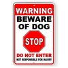 Warning Beware Of Dog Will Bite Stop Do Not Enter Metal Sign security bite BD37