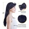 Cocheng Mulberry Silk Bonnet for Sleeping Long Silk Bonnet for Curly Hair Braids Bonnet for Women Silk Bonnet with Tie Band Black