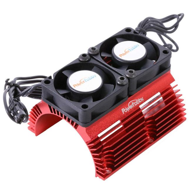 Powerhobby Aluminum Heat Sink with Twin Turbo High Speed Fans Sets for 1:8 Motors with Around 40.8mm Diameter (Red)