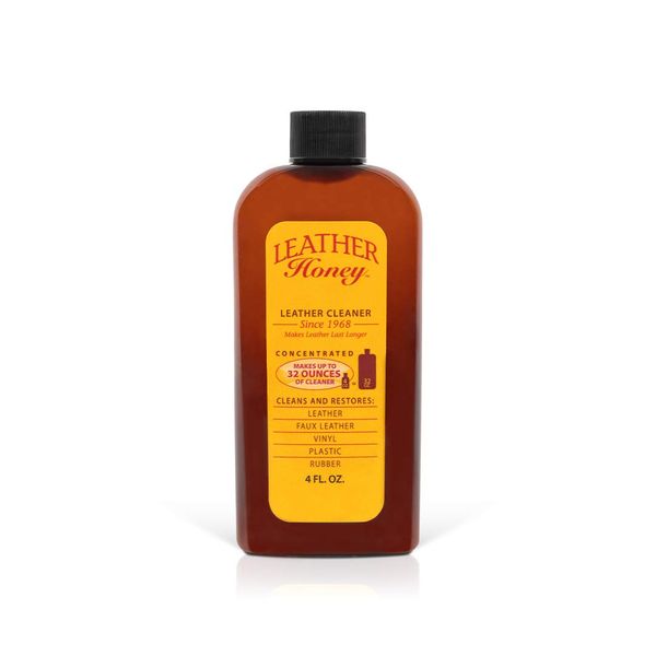 Leather Honey Leather Cleaner - Quality Leather Care, Made in the USA Since 1968 - Leather Cleaner for Auto Interiors, Furniture, Tack, Shoes, Bags & Apparel - 4oz Concentrated - 32oz Diluted