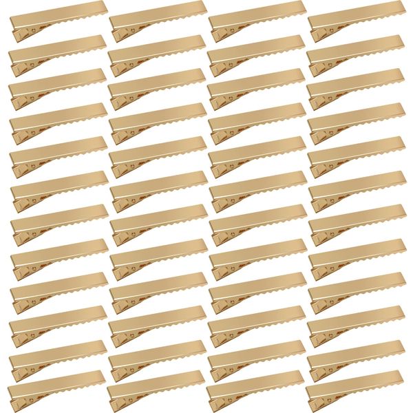 DeD 50 Pcs 4.5cm Gold Alligator Clips Metal Clips for DIY Hair Bows Accessories Alligator Clip(4.5CM-1.8inches)