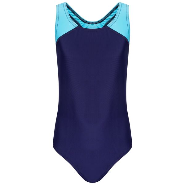 Sam Caan® Girl’s Swimsuit Muscleback One Piece Chlorine Resistant Navy/Turquoise