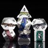 Maywin Polyhedral Metal Dice Set,7pcs Set Glitter Stripe DND Dice with Gift Box for RPG