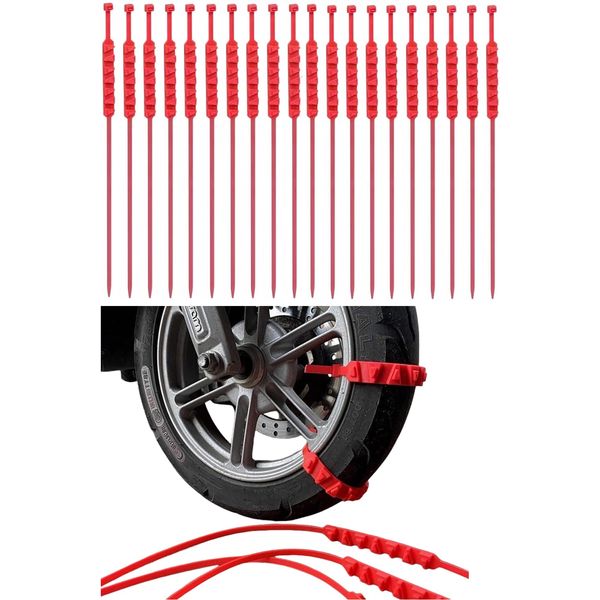 YFFSFDC Motorcycle Tire Chains, Set of 20, Tire Chains, for Motorcycles, Non-Metallic Tire Chains, Easy Installation, Anti-Slip, Easy Chain, Emergency Escape, Snow Road, Freezing, Ice Burn, Slip, Bad