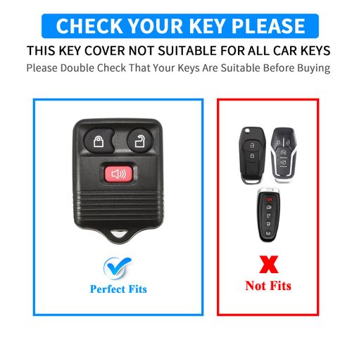 QBUC for Ford 3 Buttons Key Fob Cover, Soft TPU Full Protector for Ford F150 F250 F350 Edge Escape Explorer Ranger, Lincoln, Mercury, Mazda Key fob Case with Keychain (White-Silvery)