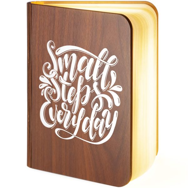 Medium Wooden Folding Magnetic LED Book Lamp Featuring Small Steps Everyday Design