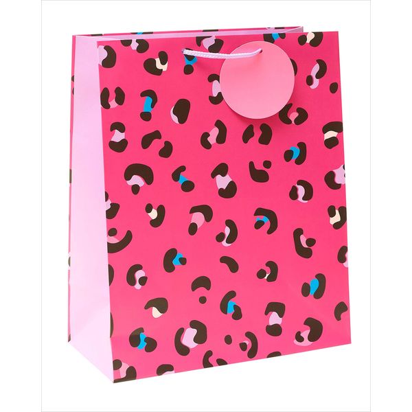 Funky Pink Leopard Print Large Gift Bag with Tag Gift Wrapping Essentials 689191