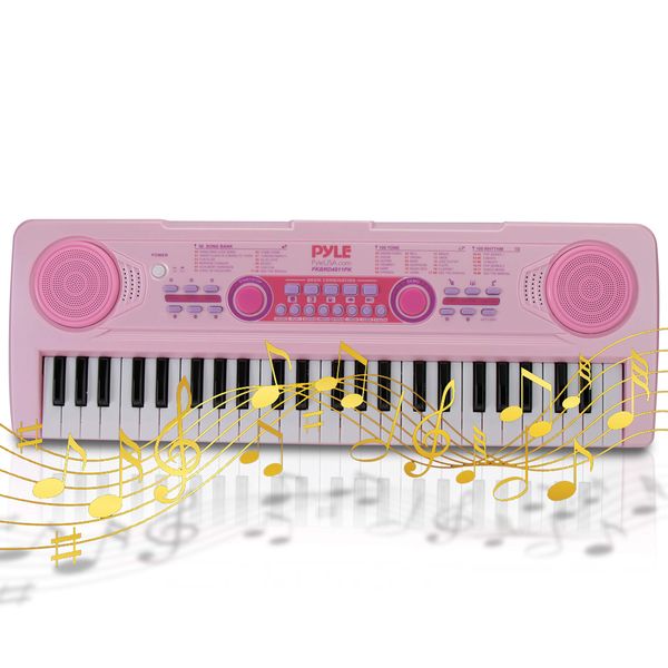 PYLE-PRO Electric Keyboard Piano for Kids-Portable 49 Key Electronic Musical Karaoke Keyboard, Learning Keyboard for Children w/Drum Pad, Recording, Microphone, Built-in Speaker-PKBRD4911PK (Pink)