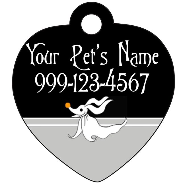 Nightmare Before Christmas Zero Pet Id Tag for Dogs & Cats Personalized w/ Name & Number