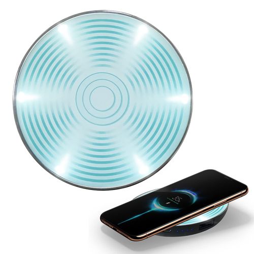 Star Trek Illuminating Wireless Charger with Built-in Backup Battery Pack for Wired and Wireless Charging. Portable Phone Charger with Transporter Pad Light-Up Logo – Star Trek Gifts for Fans
