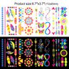 HOWAF 20 Sheet Neon Temporary Tattoos, Neon Tattoos Glow In The Dark Tattoos UV Tattoos Neon Waterproof Tattoo Stickers Fake Tattoos Glow In The Dark Tattoos for Kids Adults Women Girls Face Body Art