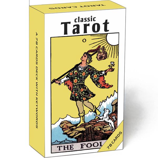 Tarot Cards for Beginners, Classic Tarot Cards with Meanings on Them, 78 Tarot Deck Set, Learning Tarot Deck, No Guide Book Needed, Learning Tarot Cards Set, Tarot Deck Fortune Telling Game (White)