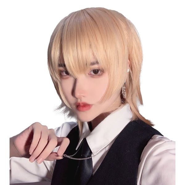 Men's Wolf, Wig, Short, Masculine, Natural, Harajuku, Cool, Handsome, Imechen, Heat Resistant, Popular, Loose and Fluffy, Disguise, Unisex, Blonde Hair