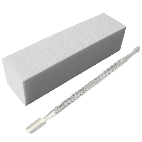 The Cuticle Pusher - 2012057 + The White Sanding Block 100/100 4 sided - 2006701