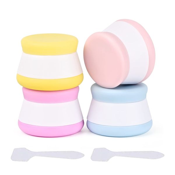 Travel Containers for Toiletries, 4pcs 20ml Portable Silicone Cream Jars Leak-proof Small Size Bottles Multi-function Travel Pots for Cosmetic Makeup Face Body Hand Cream Powder and Lotions BPA Free