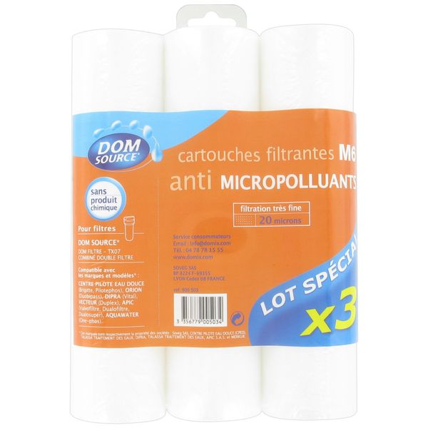 Comap S900503 Water Filter Cartridges 20 Micron White Set of 3