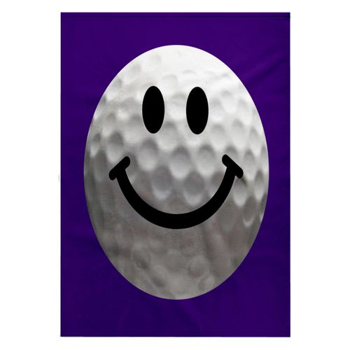 3dRose 22x30 Bath Hand Pool Towel - Smiling face Golf Ball - Happy White golfball - Golfer Gift - Smilie on Dark Blue Purple Background Smiley Face Collection