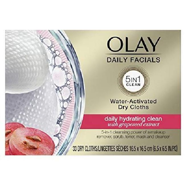 Moist Moisture OLAY Daily Facial Hydrating Cleansing Cloth Grape Seed Extract Containing Makeup Remover 33ea (2ea), 2