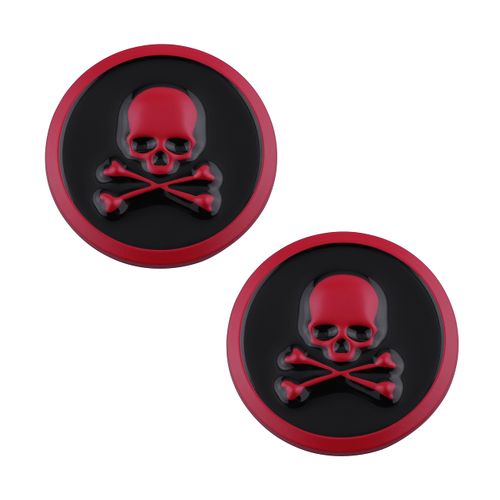 2Pcs Skull Emblem Devil Death Emblem Car Badge Stickers Decoration Universal for Cars (Red Black)