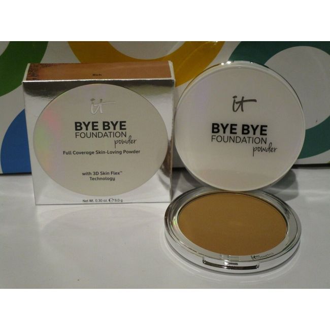 IT COSMETICS ~ BYE BYE FOUNDATION FULL COVERAGE POWDER ~ RICH ~ 0.30 OZ BOXED