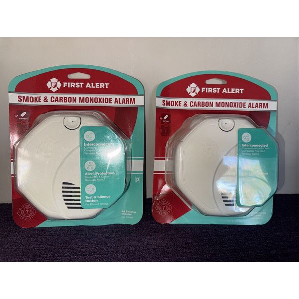 2 PC First Alert Smoke & Carbon Monoxide Alarm Battery Operated New Sealed