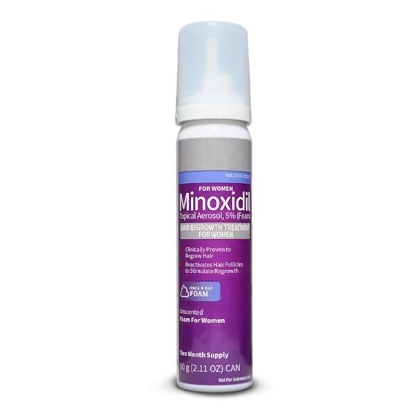 5% Minoxidil Foam For Women, Topical Aerosol,5%,Hair Regrowth Treatment For Women, Minoxidil Foam, Thicker Hair, Unscented, 2-Month Supply, (2.11 Ounce (Pack of 1)