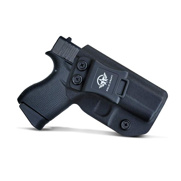 POLE.CRAFT IWB Kydex Holster Fits: Glock 43 / Glock 43X Pistol - Inside Waistband Concealed Carry Holster Guns Accessories for G43 G43X (Black, Right Hand)