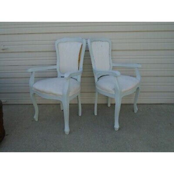 PAIR Dining Chairs French Country Hollywood Regency 2 Provincial Italy Captain