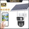 2PCS Solar 4MP Wireless Security Camera WIFI 2-Way Audio Dual-Lens PTZ Camera