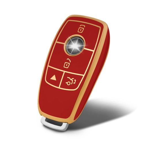 WORCAS for Mercedes Benz Key Fob Cover Soft TPU Protection Car Key Case Shell,Compatible with Mercedes Benz CLS CLA GLA AMG A C E S G GLC GLE GLS M Keyless Smart Key Fob(Red)