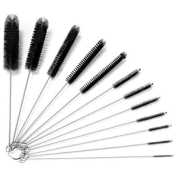 Kiemeu Bottle Brushes For Cleaning Small Pipe Cleaner Brush Small Brush For Cleaning,Reusable Straw Cleaner Brush,Black