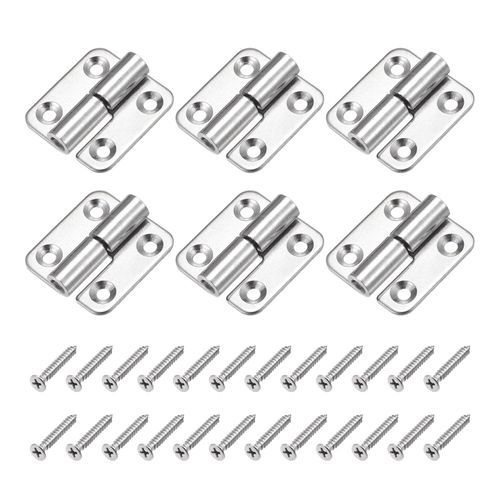 METALLIXITY 6pcs 37mm 37mm Stainless Steel Left Winding Slip Joint Small Flag Hinges for Cabinet Doors Silver Tone