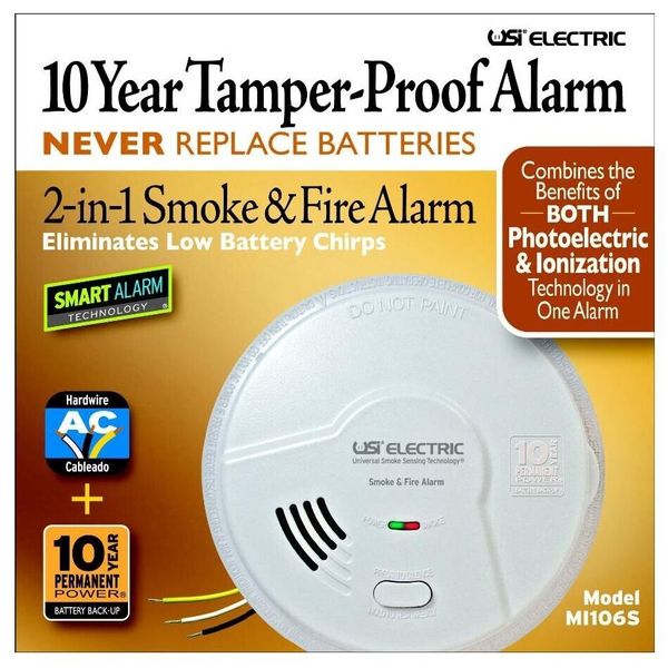 USI Electric MI106S Hardwired 2-in 1 Smoke and Fire Alarm