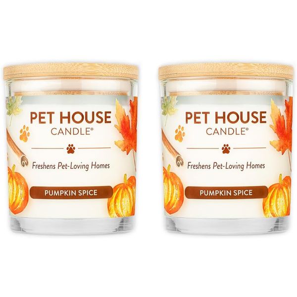 Pet House Pumpkin Pie Candle 2-Pack, Plant-Based, Clean Burning Pet Odor Control