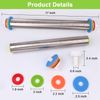 17 in Stainless Steel Adjustable Rolling Pin w/Thickness Rings for Baking
