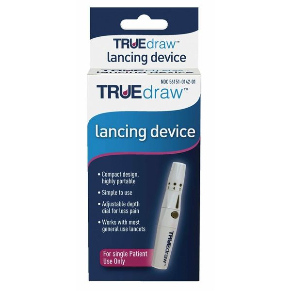 Truedraw Lancing Device Pen Diabetic Blood Glucose Test Single Use 1 ct 2 Pack