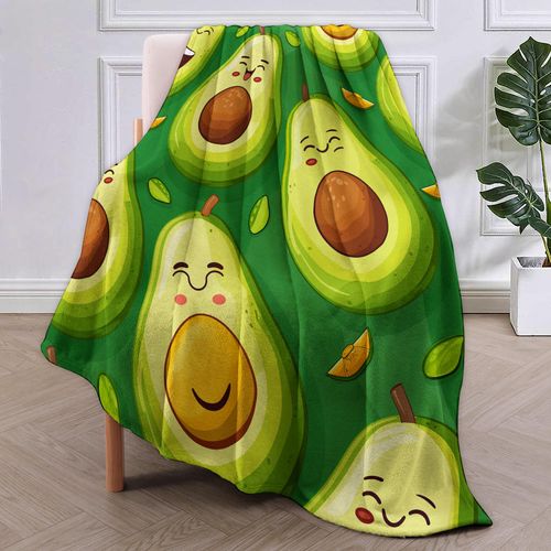 Cute Avocado Throw Blanket Gifts for Women Girls Soft Warm Lightweight Cozy Green Fruit Blankets for Bed Living Room Sofa Travel Home Decor 50"x60"
