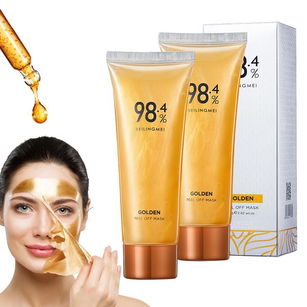 BSOON Gold Peel Off Maske, 2 Stück Goldfolien Reinigung Maske, Gesicht Tear Off Lifting Straffende Masken Feuchtigkeitsspendende Gesichtsmaske