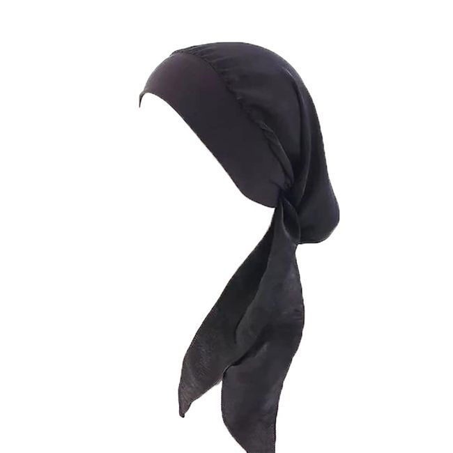 Pluto & Fox Turban-Kopfbedeckung, Retro-Design, für Damen, Krebs, Chemo, Wirkstoff, Nacht, Haarverlust, Schwarz, glatt, One size