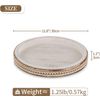 White Washed Wood Serving Tray round Bead Decor Coffee Table Rustic Farmhouse