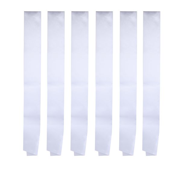 I-MART Blank Satin Sash, Princess, Beauty Queen, Homecoming, Winner, Mayor, Make Your Own Pins, Party Plain Pageant Sashes (Pack of 6- White)