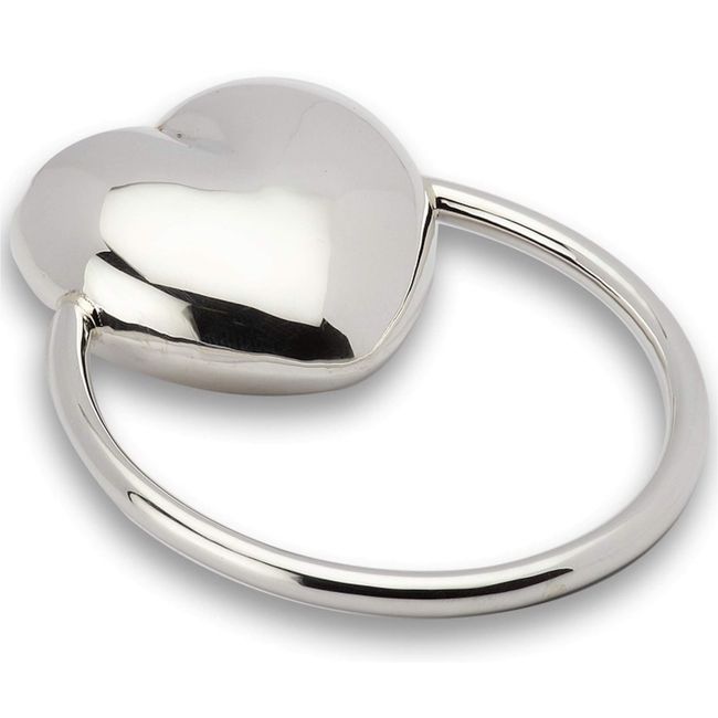 Cunill Heart Ring Baby Rattle, 2-Inch, Sterling Silver